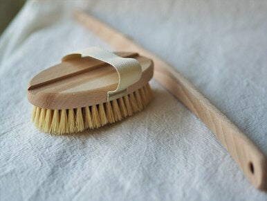 Wooden bath & back brush with removable handle