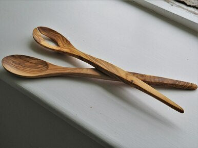 Olive wood salad servers