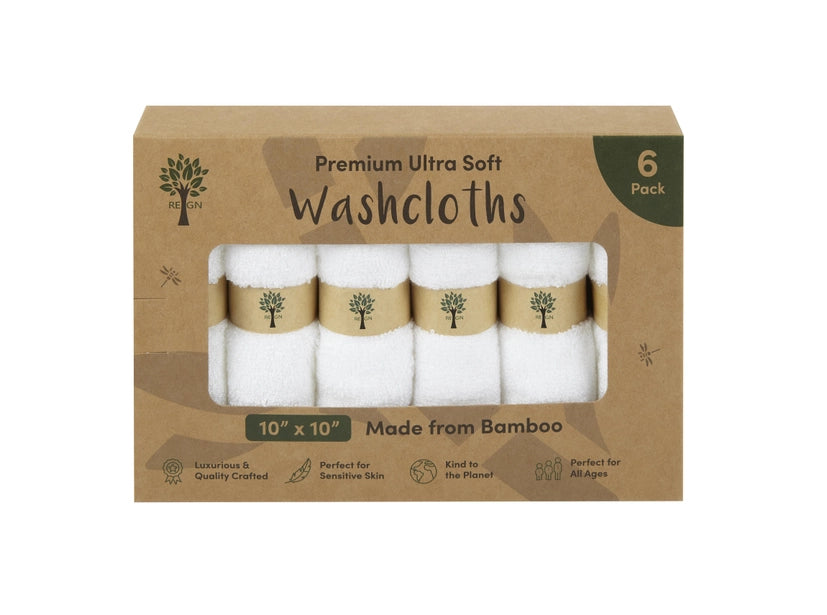 Premium Soft Bamboo Washcloths pack of six