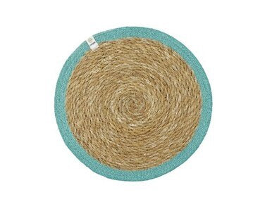 Seagrass and Jute placemat - Turquoise