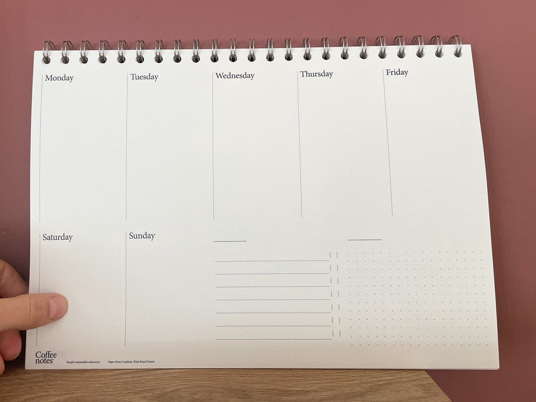 Recycled A4 Seven Day Weekly Planner