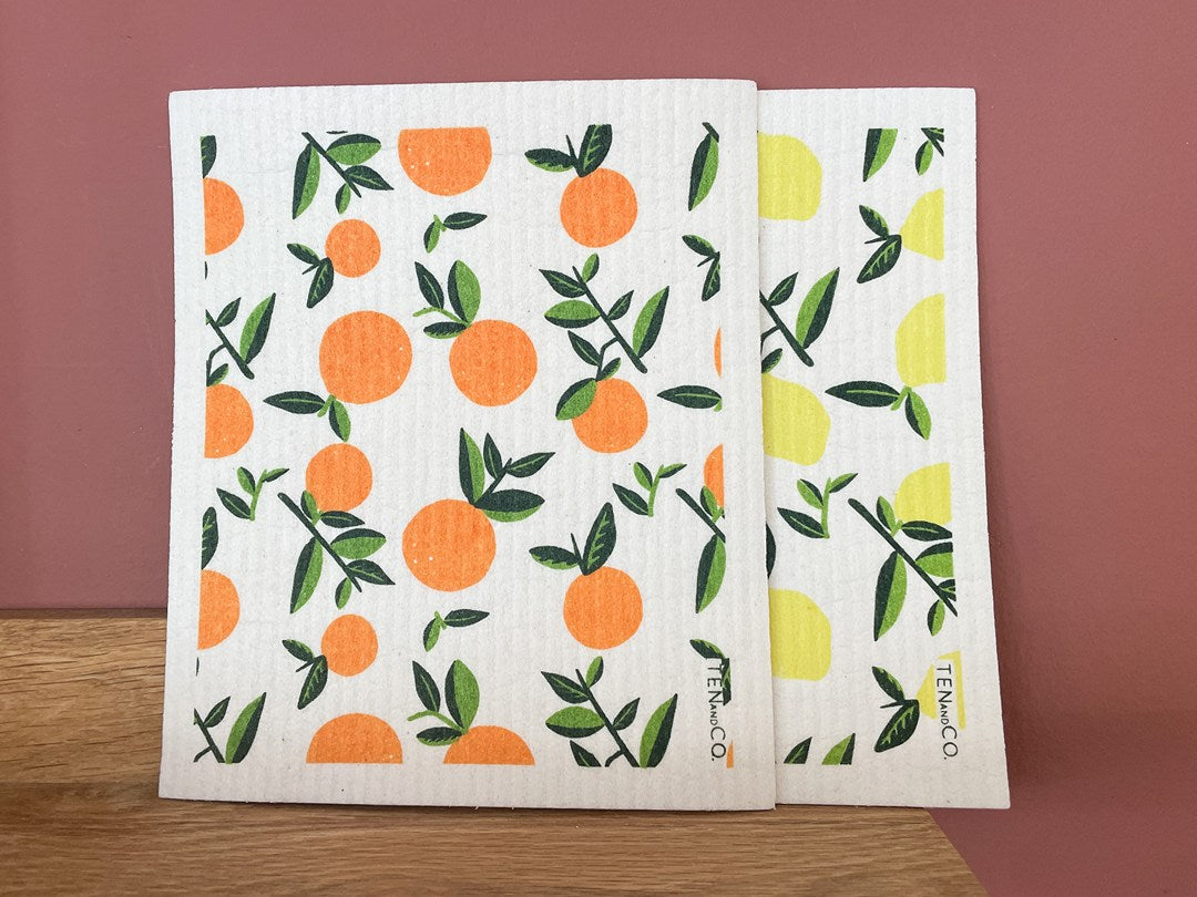 Orange and Lemon Compostable Sponge Cloths