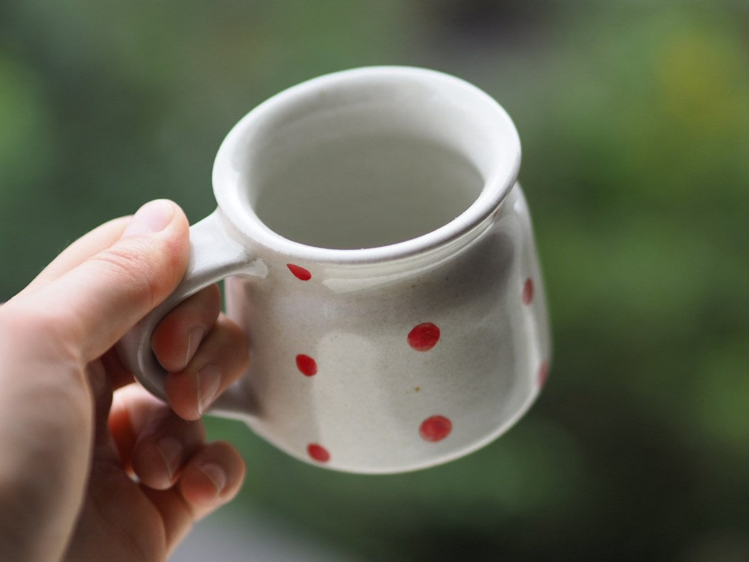 Hand Thrown Fairtrade Ceramic Mug - Red Spots