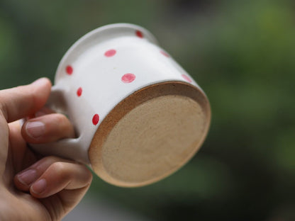 Hand Thrown Fairtrade Ceramic Mug - Red Spots