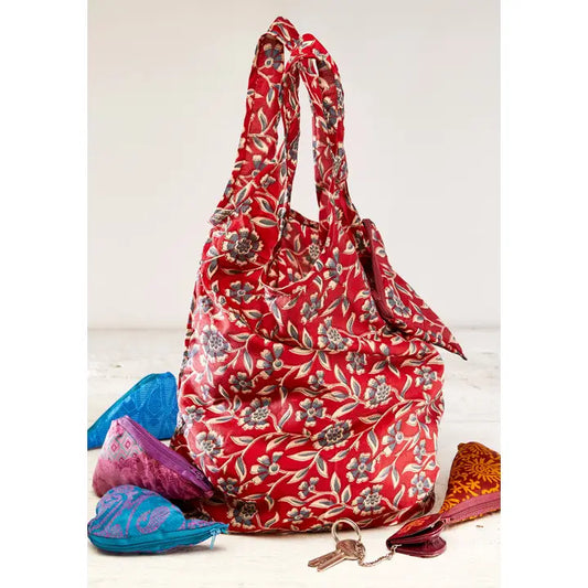 Recycled Sari Folding Shopping Bags