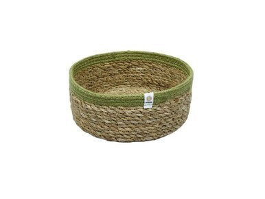 Medium Seagrass and Jute Basket - Green