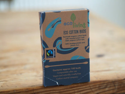 Organic Cotton and Recycled paper buds x 100