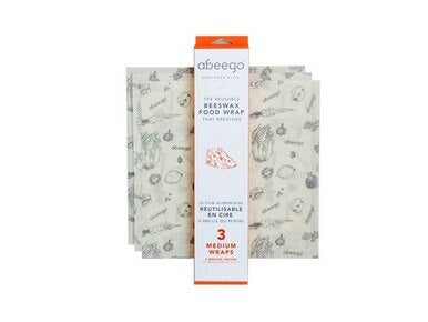 3 Medium Abeego beeswax wraps 25cm x 25cm