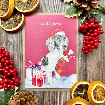 Eco Friendly Christmas Card - Santa Paws Dog