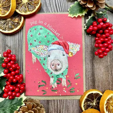 Eco Friendly Christmas Card - Pig in a Blanket