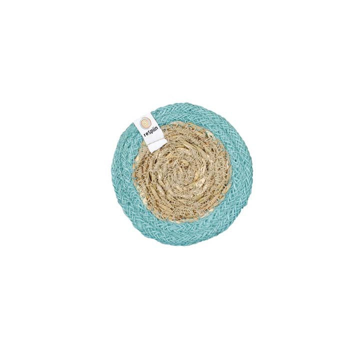 Seagrass & Jute Coaster - Turquoise