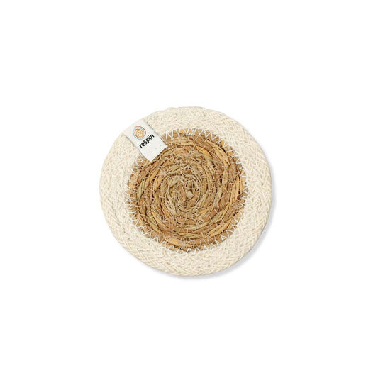 Seagrass & Jute Coaster - White