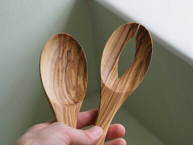 Olive wood salad servers