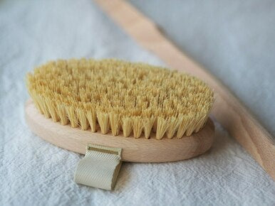 Wooden bath & back brush with removable handle