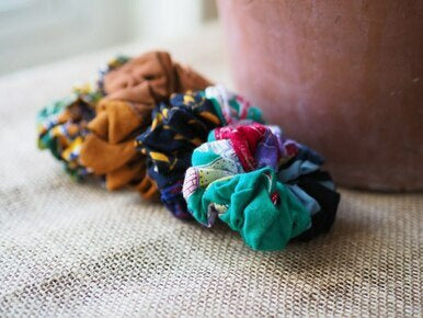 Fairtrade recycled patchwork hair scrunchie