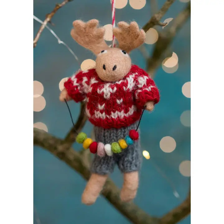 Felt Reindeer in Sweater Decoration