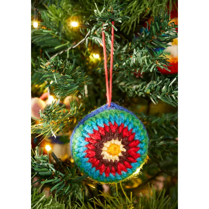 rainbow crochet bauble