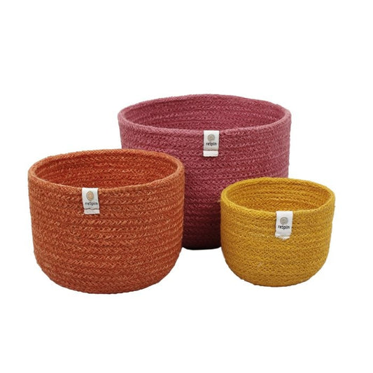 Tall jute basket set - Fire