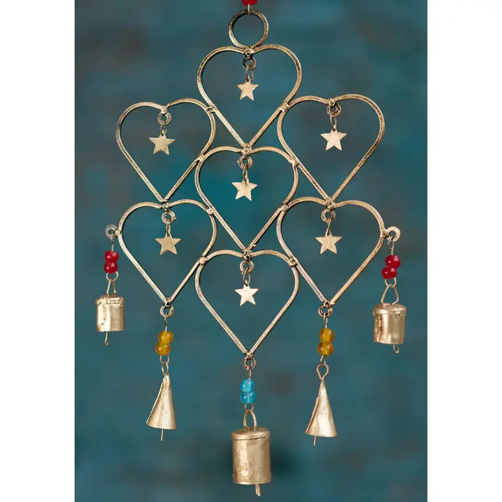 Iron Heart wind chime Decoration with stars and bells