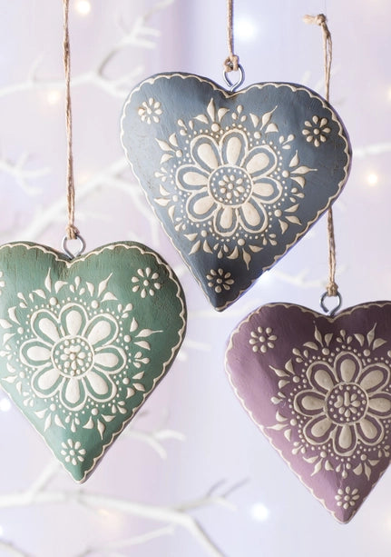 Hand painted wooden hanging heart