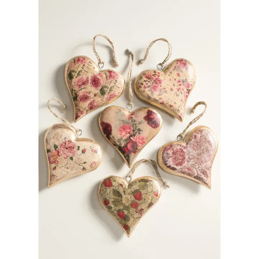 Vintage Wooden hanging Heart Decoration