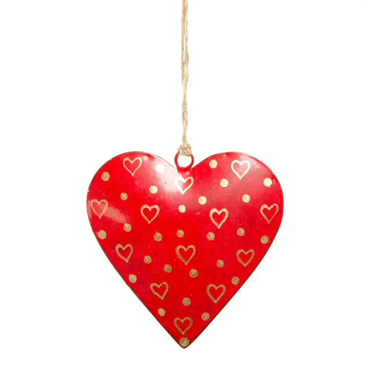 Antique Red Hanging Heart with gold detail