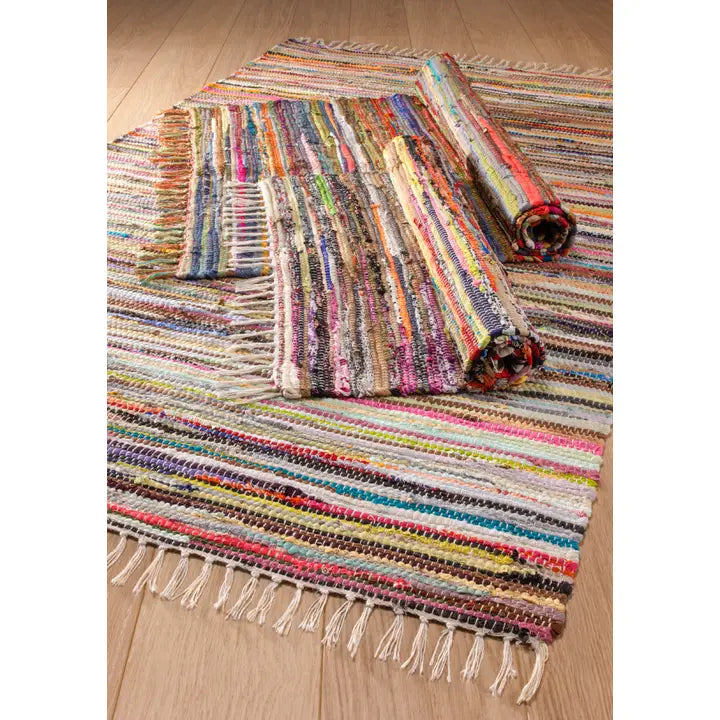 Multicoloured Recycled Cotton Rag Rug 50x80cm