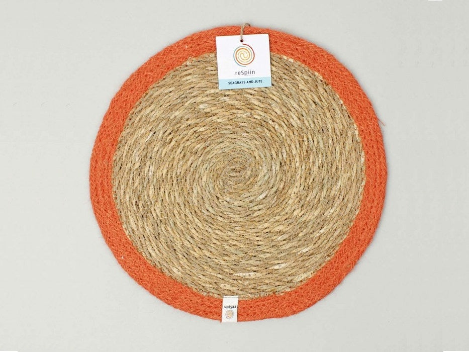 Seagrass and Jute placemat - Orange