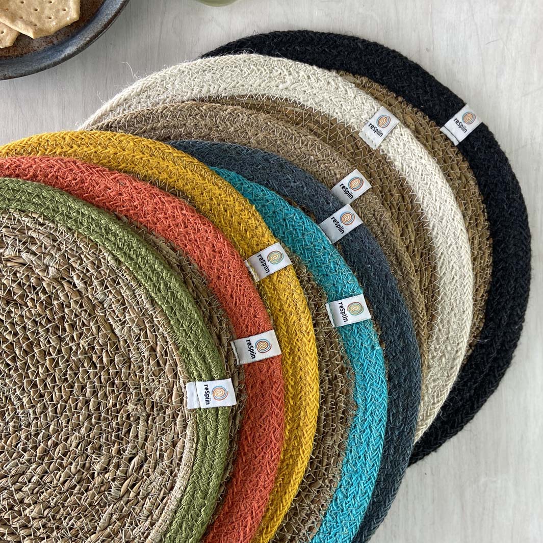 Seagrass & Jute Tablemat - Turquoise