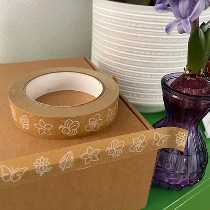 Patterned Biodegradable Brown Tape 24mm x 50mm