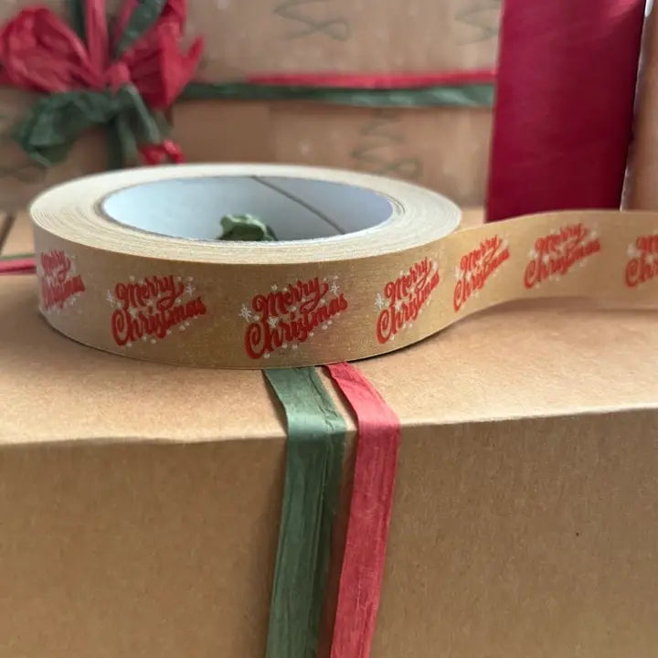 Colourful Festive Patterned Biodegradable Paper Tape 24mm x 50mm