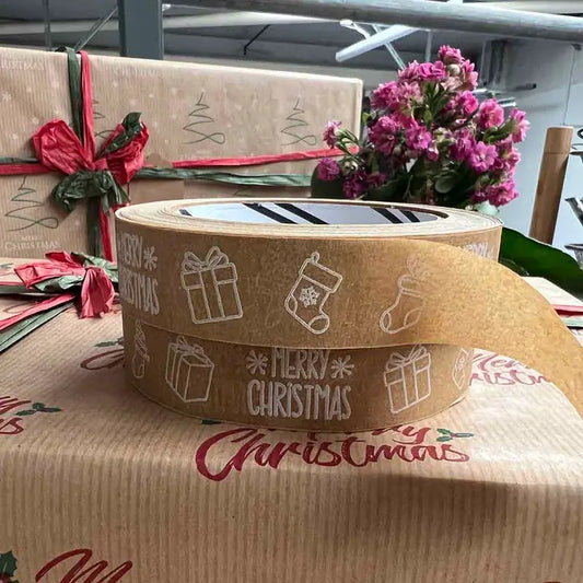 Festive Patterned Brown Paper Tape